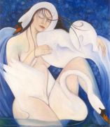 Woman Two Swans